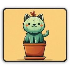Cactus Cat in Pot Gaming Mouse Pad | Cute Plant Kitty picture
