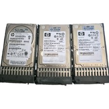 Lot of 3 HP SAS Server Hard Drives w/ Caddies - 2x 146GB + 1x 300GB 10K picture