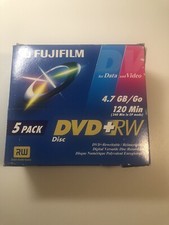Sealed 5 pack Fujifilm DVD RW 4.7GB 120 Min Disc Speed 240 Min EP.  Data & Video picture