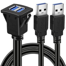 Dual Ports Square USB 3.0 Panel Flush Mount Extension Cable with Buckle picture