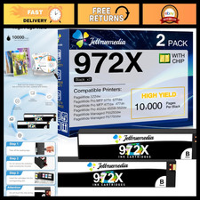 2-Pack Compatible Black Ink Cartridges for HP 972A PageWide Printers - High Yiel picture