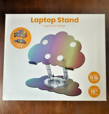 Vivitar Acrylic Laptop Stand Purple Ergonomic &  Cloud Iridescent Design, New picture