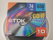 TDK CD-R 10 Pack ~ 12x/650 MB/74 Min ~ *NIP* Brand New/Sealed picture