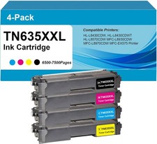 TN635XXL High Yield Toner Cartridge 4-Pack for Brother HL & MFC Series Printers picture