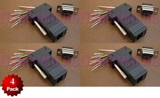 4 Pack DB9 Female to RJ45 Modular Adapter Connector Plug Serial RS-232 Black picture