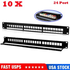 10X24-Port Keystone Jack Blank Patch Panel Plate Cat5e Cat6 RJ45 19