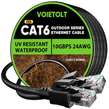Cat 6 Outdoor Ethernet Cable 60 Ft, 24AWG 10Gbps Cat6 Cable Cord Waterproof picture
