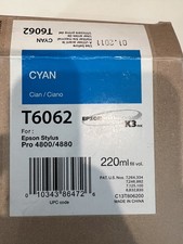 NEW IN BOX GENUINE EPSON T6062 CYAN 220ml K3 INK STYLUS PRO 4800 picture
