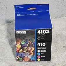 Epson 410XL BK, 410 PBK CMY Ink Cartridge 5 Pack T410XL-BCS Genuine Sealed 2027 picture