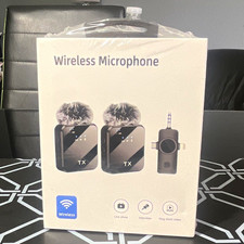 Wireless Dual Microphone Set 2 TX + 1 RX Plug & Play Noise Reduction Black picture