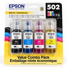 Epson 502 EcoTank Ink Bottle Value Combo Pack T5021-4-SV BK C M Y Ink picture