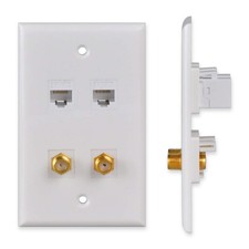 Ethernet & Coax Wall Plate, Cat6 RJ45 Keystone Jack with 2 F-Type Coaxial Cable picture