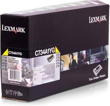 Original Lexmark C734A1YG Yellow Toner. New Sealed Box, We Ship Fast picture