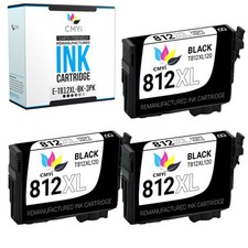 3PK Black 812 XL Ink Cartridge for Epson T812XL 812XL Workforce EC Pro WF7840 picture