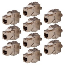 10x Keystone Jack Cat6A RJ45 FTP Toolfree 180-Degree Die Cast Shielded Module picture