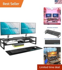 2 Tier Metal Dual Monitor Stand Riser,Computer Office Desktop Organizer for 2... picture