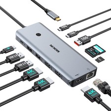 MOKiN USB C Docking Station 3 Monitors,3 HDMI 12-in-1 with 3 HDMI, 13 IN 1-A picture