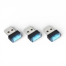 Mini Blue LED USB Car Interior Light Neon Atmosphere Lamp Multi-Purpose 3-Pcs picture
