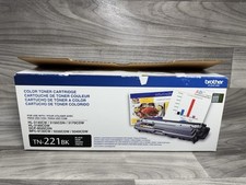GENUINE BROTHER TN221BK BLACK TONER - NEW OPEN BOX SEALED AUTHENTIC ORIGINAL OEM picture
