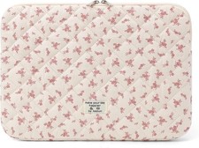 Quilted Laptop Sleeve Cute Floral Design for 15-15.6 Inch MacBook, Padded Case picture