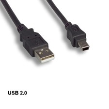 KNTK 3ft USB 2.0 A to Mini B 5 Pin Cable Digital Camera Phone PDA MP3 PS3 Black picture