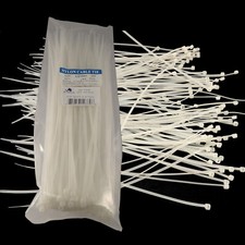 100 PACK Nylon Cable Zip Tie 12 inch 40LBS WHITE Wire Cord Electrical FAST FREE picture