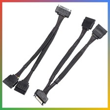 SATA Power Splitter Cable 15 Pin Male to 2 Female Extension 2 Pack 6 Inch picture