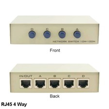 Kentek 4-Way RJ45 Data Transfer Switch Box Network PC Laptop Routers Modem picture
