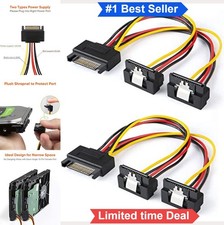 SATA Power Splitter Cable 6 Inch 15 Pin Male to Female 2 Pack for HDD SSD picture