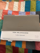 Von Holzhausen The iPad Portfolio Leather Folio Case Gray Pencil Holder 10.2-11
