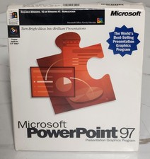 Vintage Microsoft Powerpoint 97 Pc Big Box New Factory Sealed picture