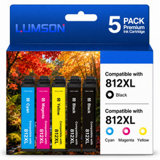 812XL 5PK Ink Cartridges With Chip Compatible for WF-7840 WF-7820 WF-7310 C7000 picture