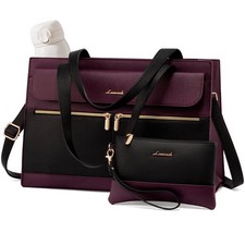 Laptop Bag for Women 15.6 Inch Tote Work Professional Leather Computer Briefc... picture