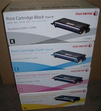 4x Fuji Xerox genuine [Type-9] CT350674/5/6/7 toners Bk,Cyan,Mag,Ylw C2200/C3300 picture