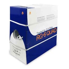 1000Ft RG6 Quad Shield Bare Copper CMR Coax Cable White picture
