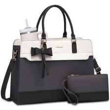 Laptop Tote Bag for Women,Leather Work Bag, Waterproof Business Teacher Bag,L... picture