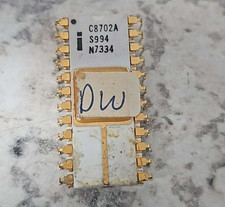Rare Spec Intel C8702A Ceramic EPROM Vintage White Gold Windowed IC Chip 1975 picture