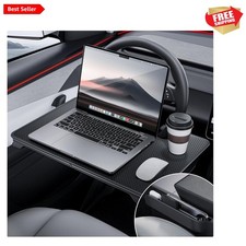 Sleek Carbon Fiber 2-in-1 Car Desk Tray & Organizer for Ultimate Convenience picture