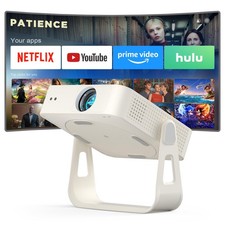 [Officially-Licensed App & Auto Focus]White Smart Mini Projector with White picture