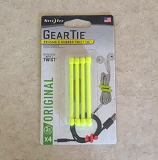 Nite Ize Gear Tie Reusable Rubber Twist Cable Ties 3 in Yellow 4 Pack GT3-4PK-33 picture