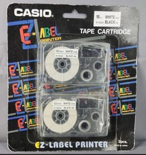 New Casio E-Z-Label Printer 18MM Black Ink White Tape 2-Pack IR-18WE2S picture