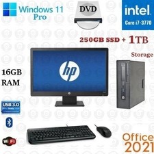 Windows 11 HP i7 3.4 ghz 16GB RAM 250GB SSD+1TB 23