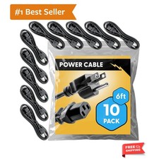 Approved 6ft Universal Power Cord 10 Pack - IEC C13 to NEMA 5-15P Computer Mo... picture