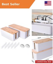 2Pack Cable Management Box,Wooden Style Cord Organizer Cord Hide Box picture