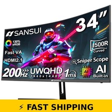 SANSUI 34-Inch Curved Gaming Monitor UWQHD 200Hz Fast VA picture