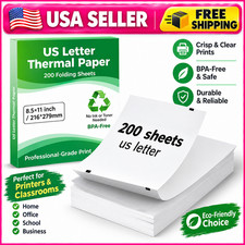 200 Sheets Thermal Printer Paper Perforated Continuous Fanfold Quick Dry Inkless picture
