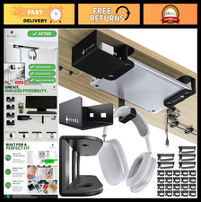 Under Desk Laptop Mount - Hidden Metal Shelf with Side Storage picture