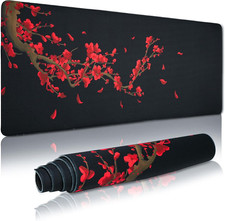 Large Gaming Mouse Pad for Desk, Black Plum Blossoms XXL Mouse Pad, 35.4X15.7 In picture