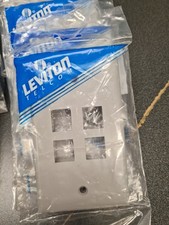 Leviton 41080-4GP Single-Gang Quickport Wallplate 4-Port Gray  - Lot of 21 picture