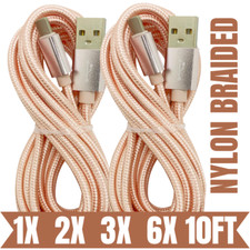 3/6Pack Braided Fast Charger Cable 10Ft For iPhone 14 13 12 8 Charging Data Cord picture